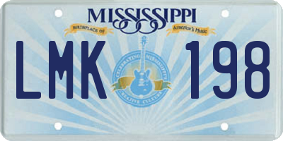 MS license plate LMK198