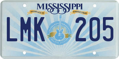 MS license plate LMK205