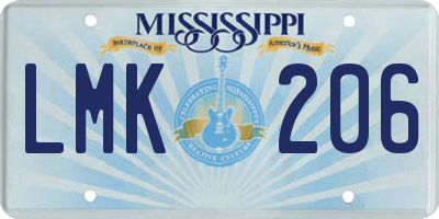 MS license plate LMK206