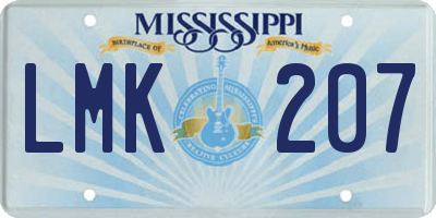 MS license plate LMK207