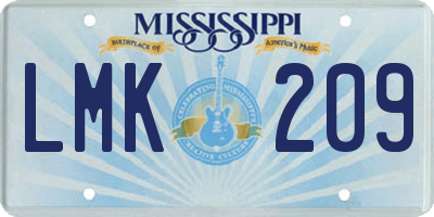 MS license plate LMK209