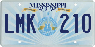 MS license plate LMK210