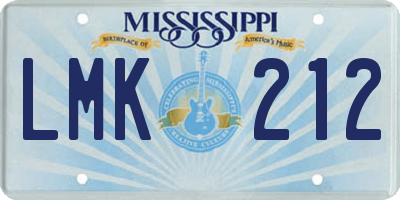 MS license plate LMK212