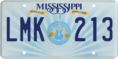 MS license plate LMK213
