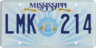 MS license plate LMK214