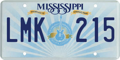 MS license plate LMK215