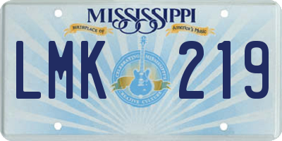 MS license plate LMK219