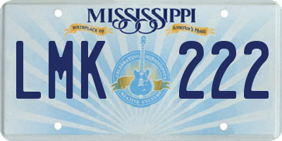 MS license plate LMK222