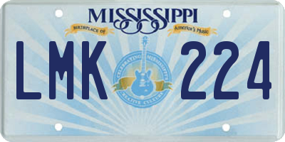 MS license plate LMK224