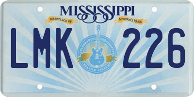 MS license plate LMK226