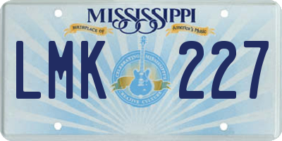 MS license plate LMK227