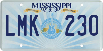 MS license plate LMK230