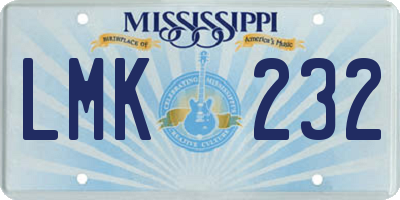 MS license plate LMK232