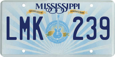 MS license plate LMK239