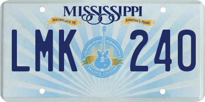 MS license plate LMK240