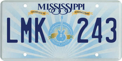 MS license plate LMK243