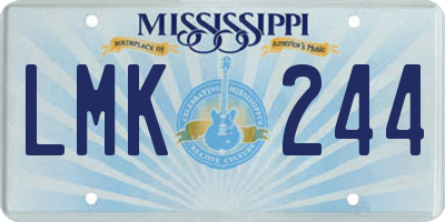MS license plate LMK244