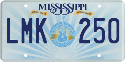 MS license plate LMK250
