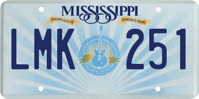 MS license plate LMK251