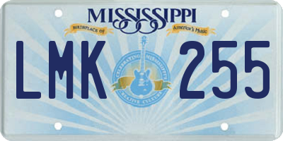 MS license plate LMK255