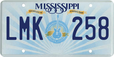 MS license plate LMK258