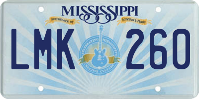 MS license plate LMK260