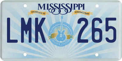 MS license plate LMK265