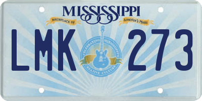 MS license plate LMK273