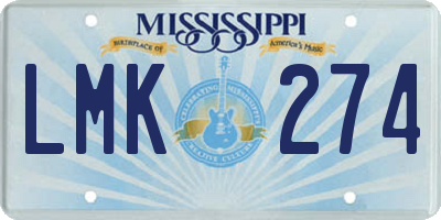 MS license plate LMK274