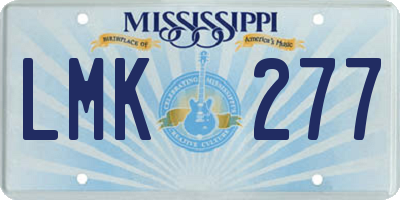 MS license plate LMK277