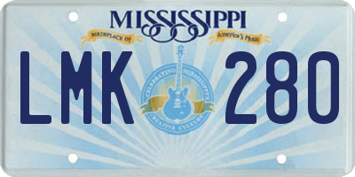 MS license plate LMK280