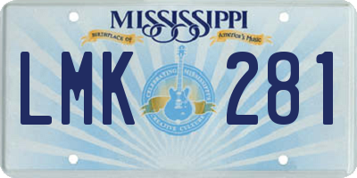 MS license plate LMK281