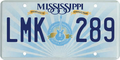 MS license plate LMK289