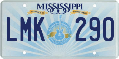 MS license plate LMK290