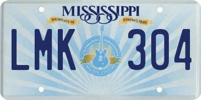 MS license plate LMK304