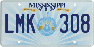 MS license plate LMK308