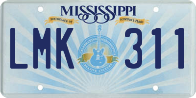 MS license plate LMK311