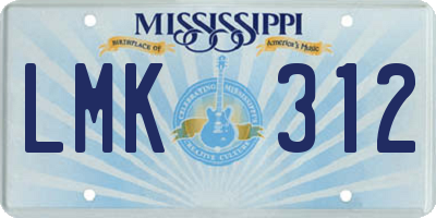 MS license plate LMK312