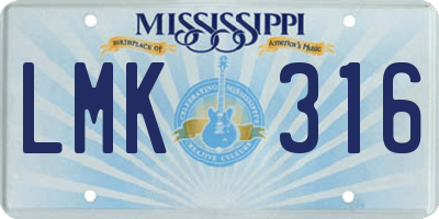 MS license plate LMK316