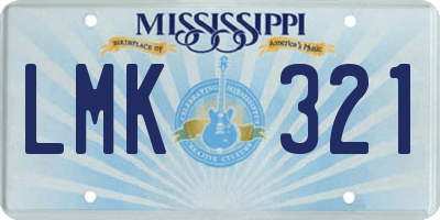 MS license plate LMK321