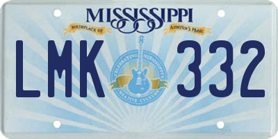 MS license plate LMK332