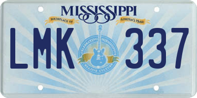 MS license plate LMK337