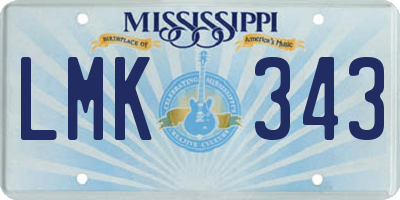 MS license plate LMK343