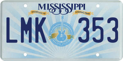 MS license plate LMK353