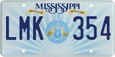 MS license plate LMK354