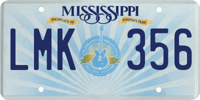 MS license plate LMK356