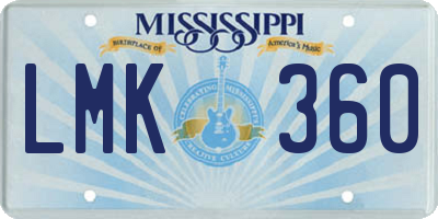 MS license plate LMK360