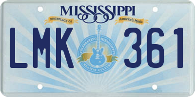 MS license plate LMK361