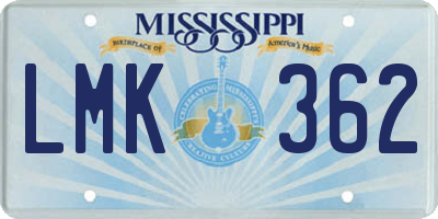 MS license plate LMK362