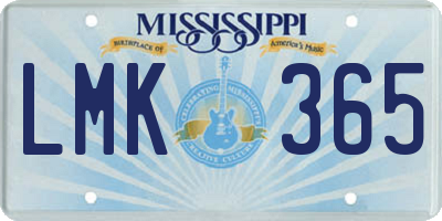 MS license plate LMK365